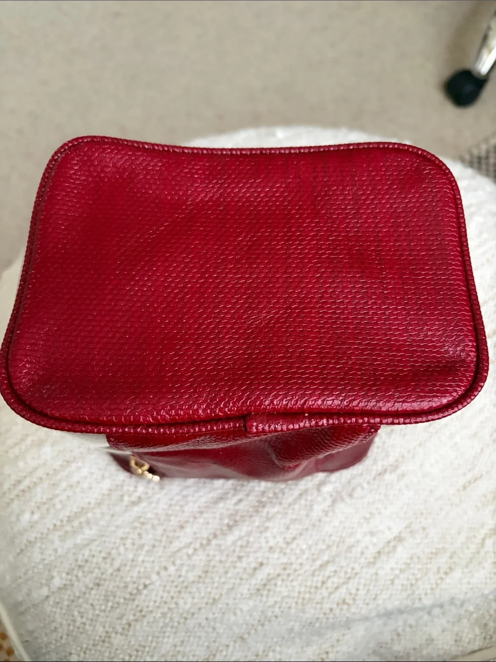 Red Clear Travel Cosmetic Case with Gold Zip